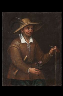École lombarde entre le XVIe et le XVIIe siècle
Voyageur avec une rose